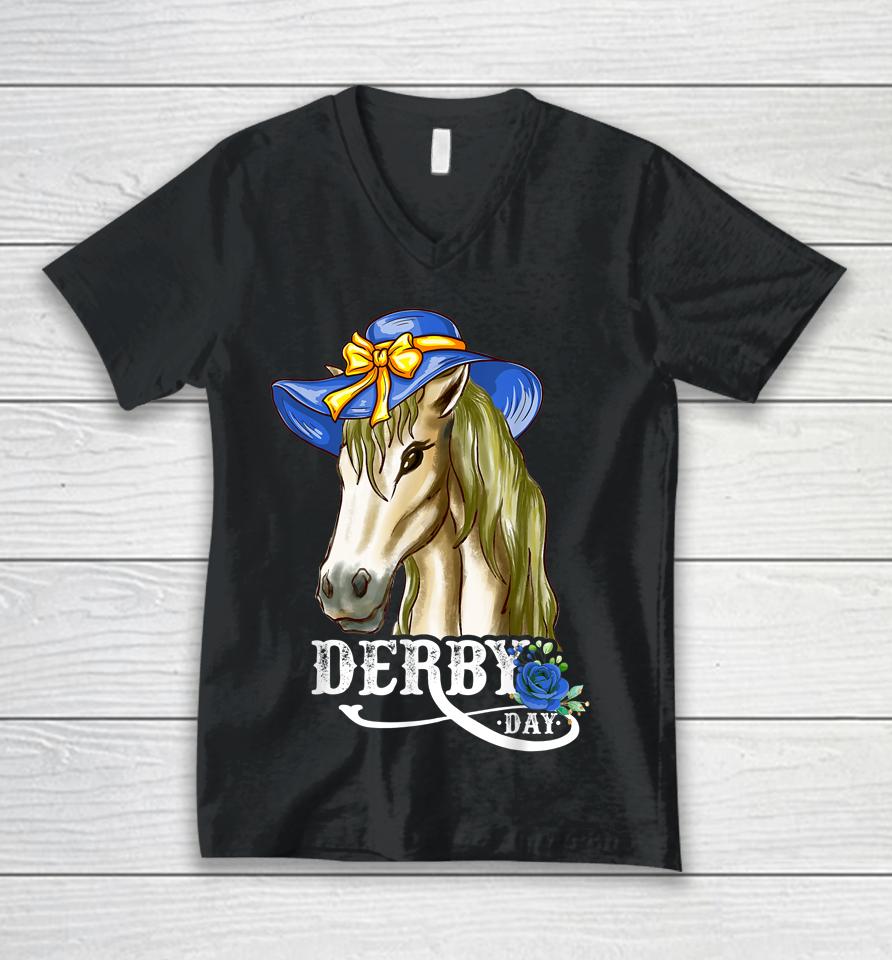 Derby Day Horse Racing Derby Dress Hats And Horses Unisex V-Neck T-Shirt