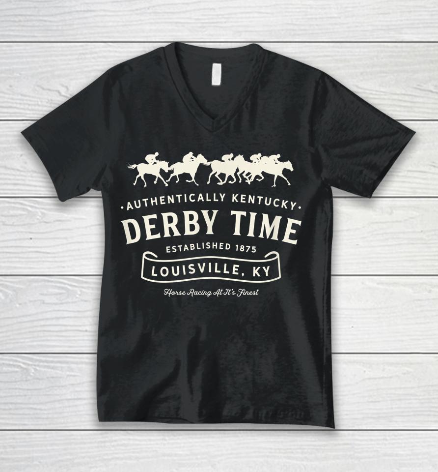 Derby Time Louisville Kentucky Horse Racing Vintage Unisex V-Neck T-Shirt