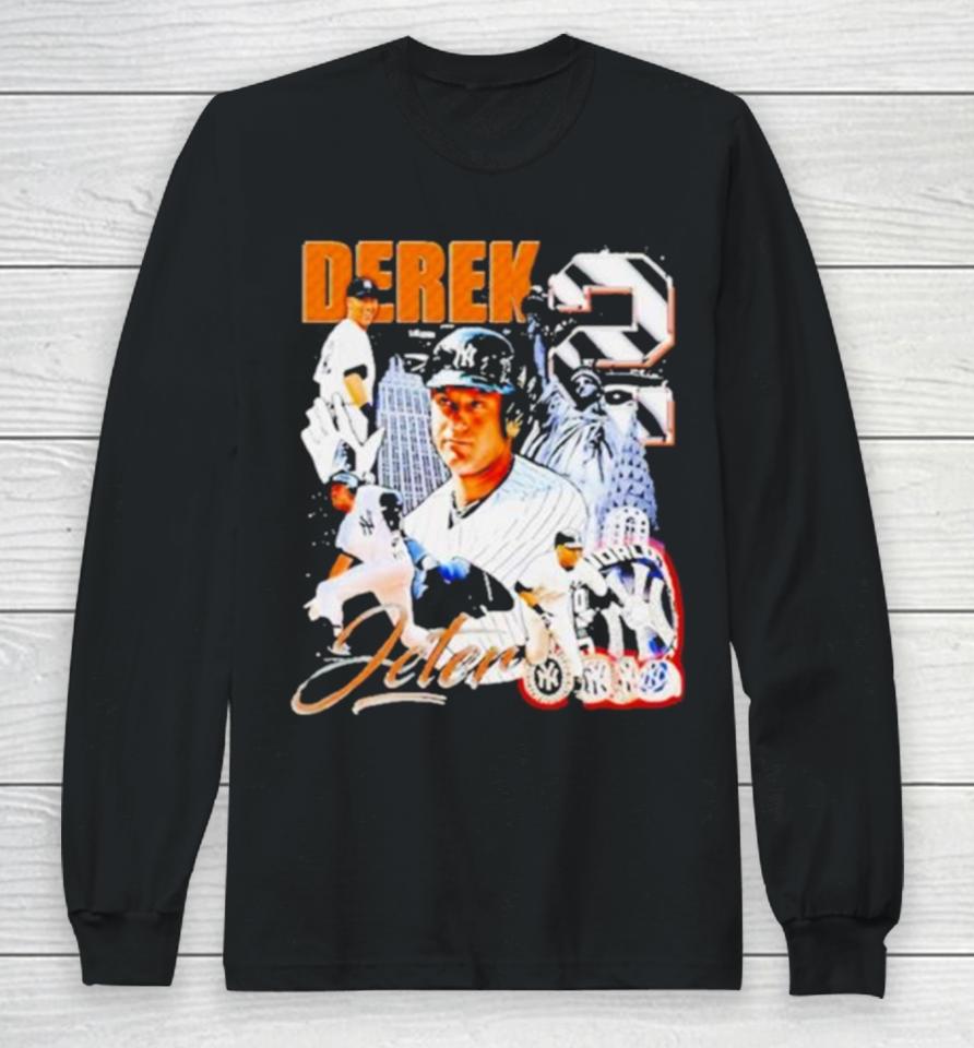 Derek Jeter New York Yankees Baseball Graphic Poster Long Sleeve T-Shirt