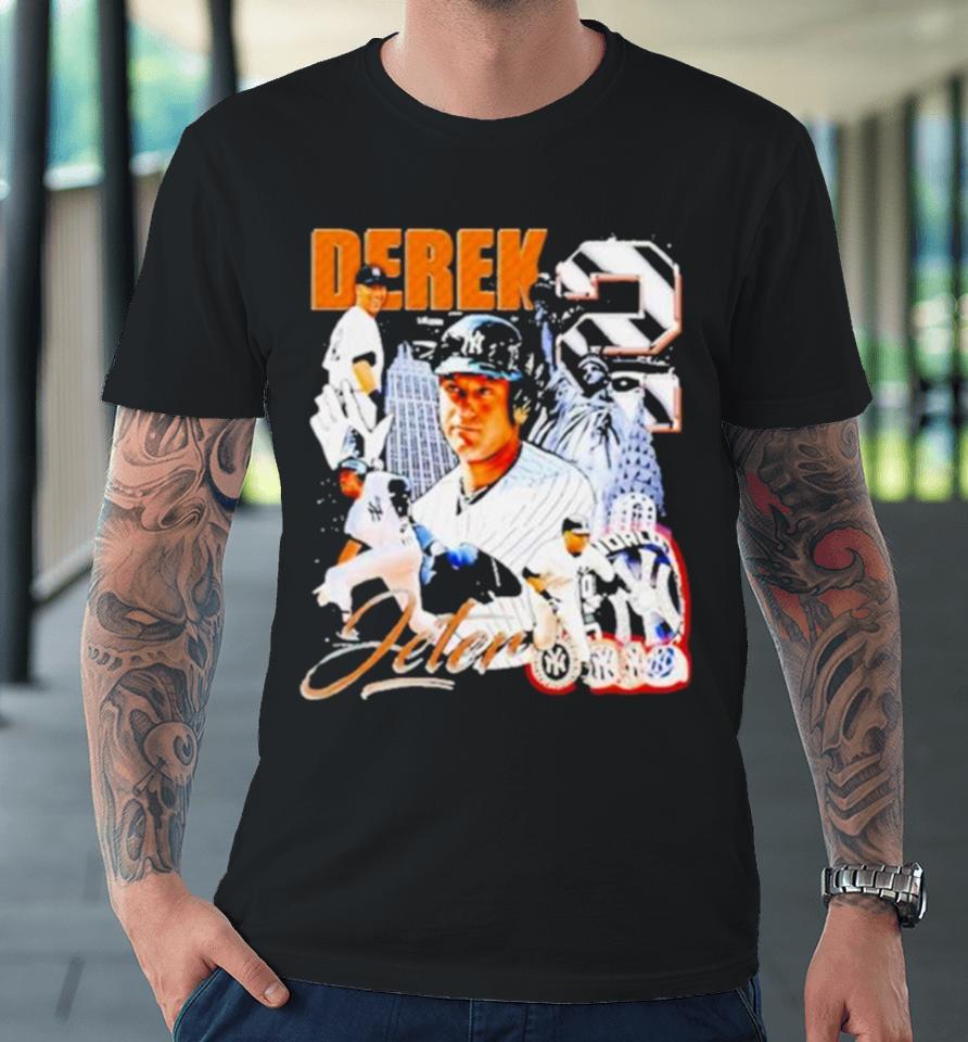 Derek Jeter New York Yankees Baseball Graphic Poster Premium T-Shirt
