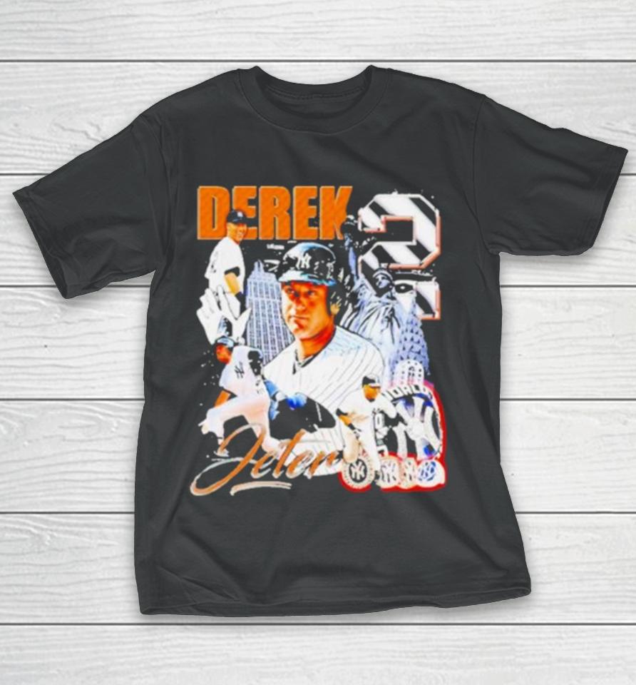 Derek Jeter New York Yankees Baseball Graphic Poster T-Shirt