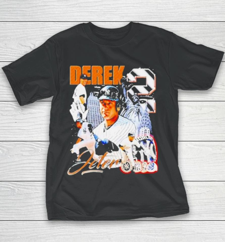 Derek Jeter New York Yankees Baseball Graphic Poster Youth T-Shirt