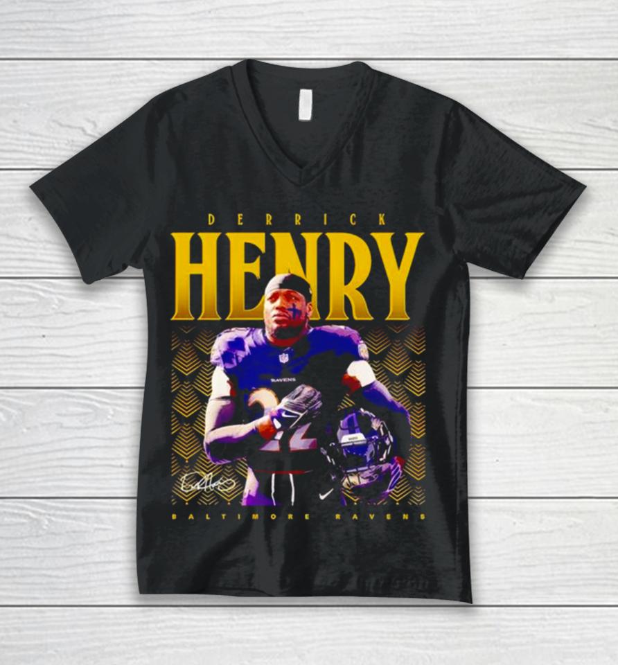 Derrick Henry Baltimore Ravens Signature Unisex V-Neck T-Shirt