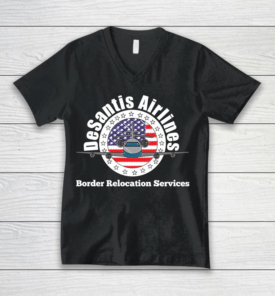 Desantis Airlines - Border Relocation Services Unisex V-Neck T-Shirt
