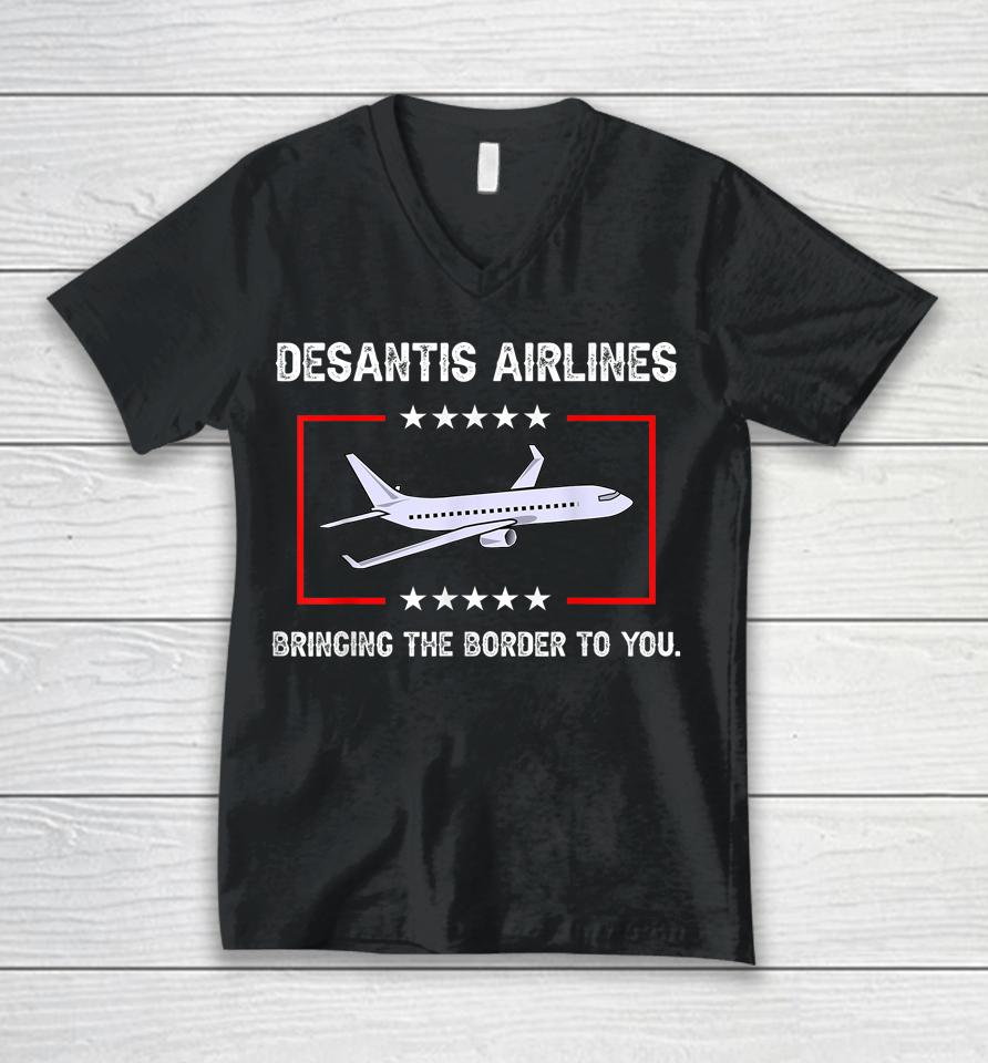 Desantis Airlines Bringing The Border To You Unisex V-Neck T-Shirt