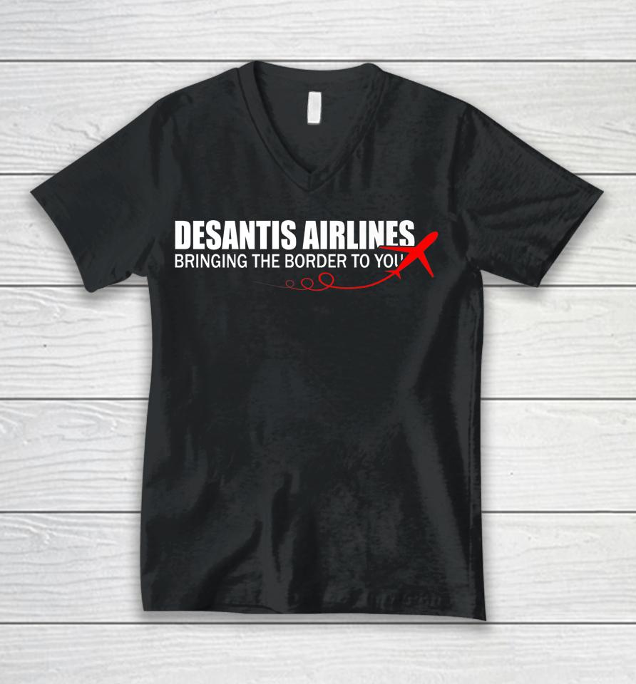 Desantis Airlines Funny Political Meme Ron Desantis Unisex V-Neck T-Shirt