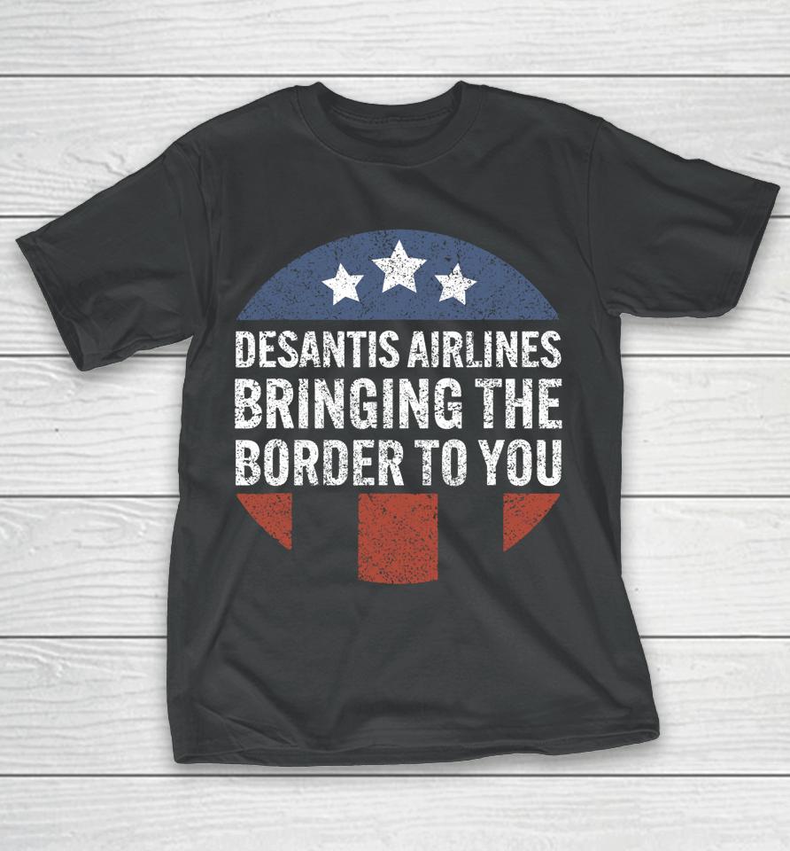 Desantis Airlines Retro Vintage Usa Flag T-Shirt