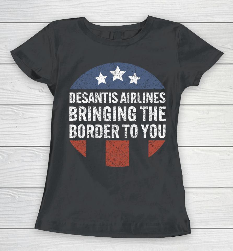 Desantis Airlines Retro Vintage Usa Flag Women T-Shirt