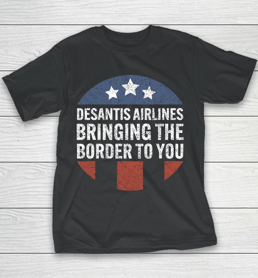 Desantis Airlines Retro Vintage Usa Flag Youth T-Shirt