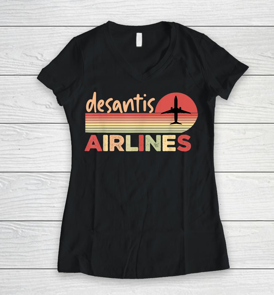 Desantis Airlines Vintage Women V-Neck T-Shirt
