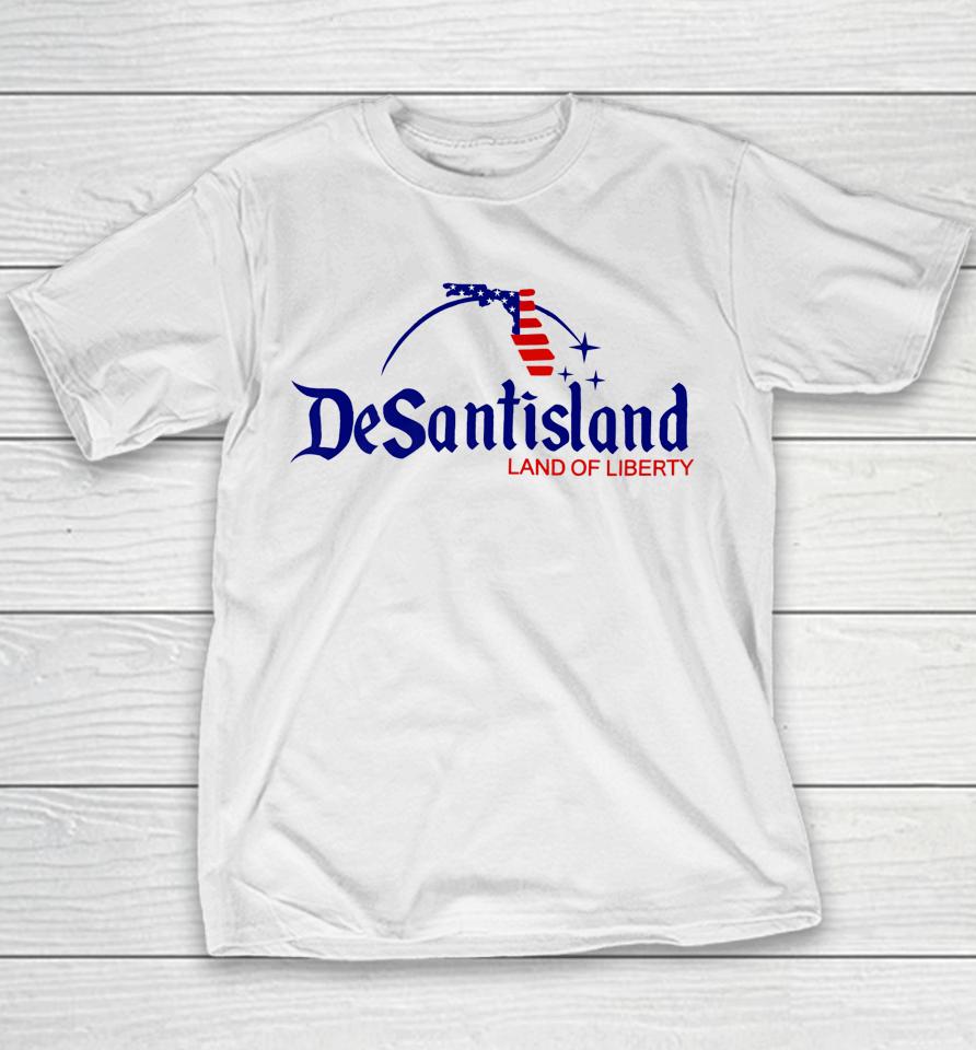 Desantisland Land State Of Liberty Florida Map Patriotic Youth T-Shirt