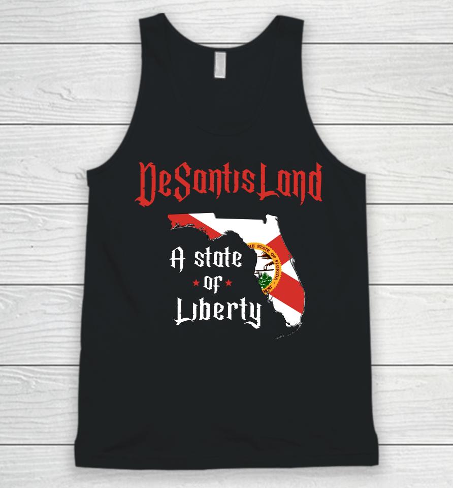 Desantisland State Of Liberty Florida Map Fl Flag Patriotic Unisex Tank Top