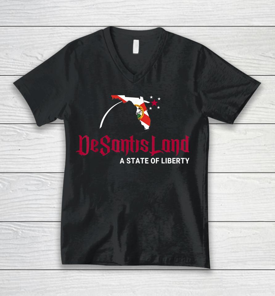 Desantisland State Of Liberty Florida Unisex V-Neck T-Shirt