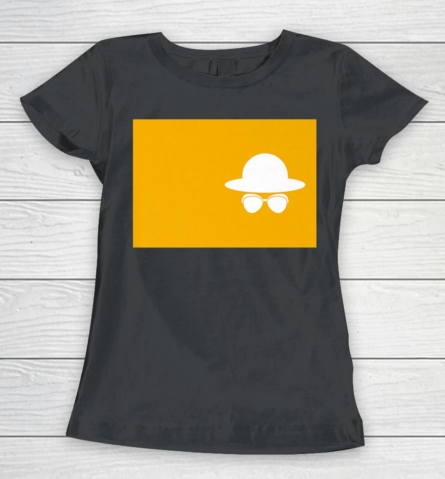 Detective Hat &Amp; Glasses On Color Block Women T-Shirt