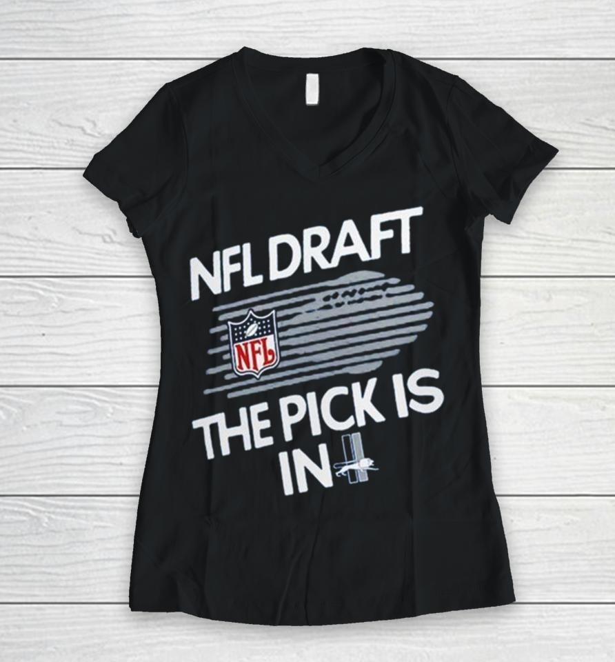 Detroit Lions 2024 Team Draft The Pick Is In Tri Blend Women V-Neck T-Shirt