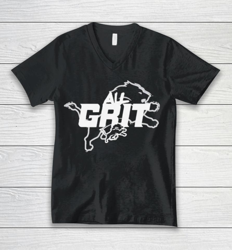 Detroit Lions All Grit Super Logo Unisex V-Neck T-Shirt