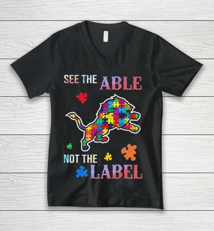 Detroit Lions Autism Awareness See The Able Not The Label Unisex V-Neck T-Shirt