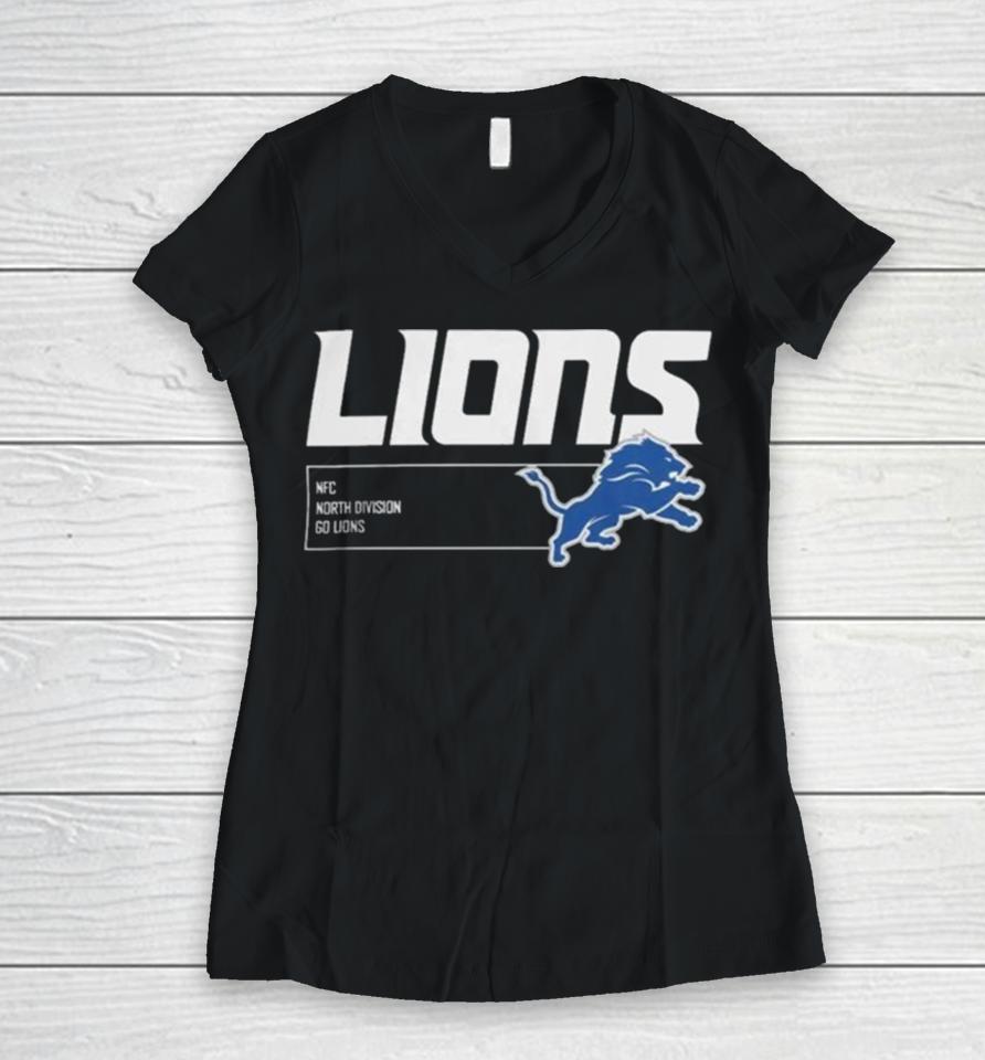 Detroit Lions Blue Division Essential Women V-Neck T-Shirt
