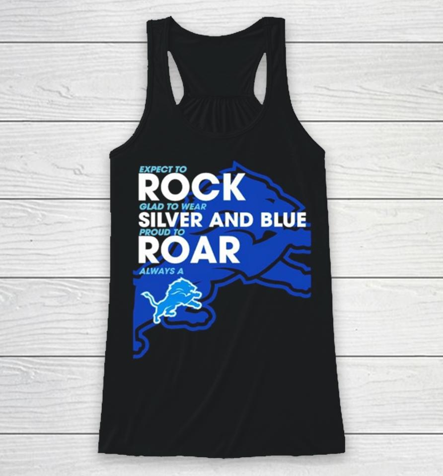Detroit Lions Expect To Rock Clad To Wear Silver And Blue Racerback Tank
