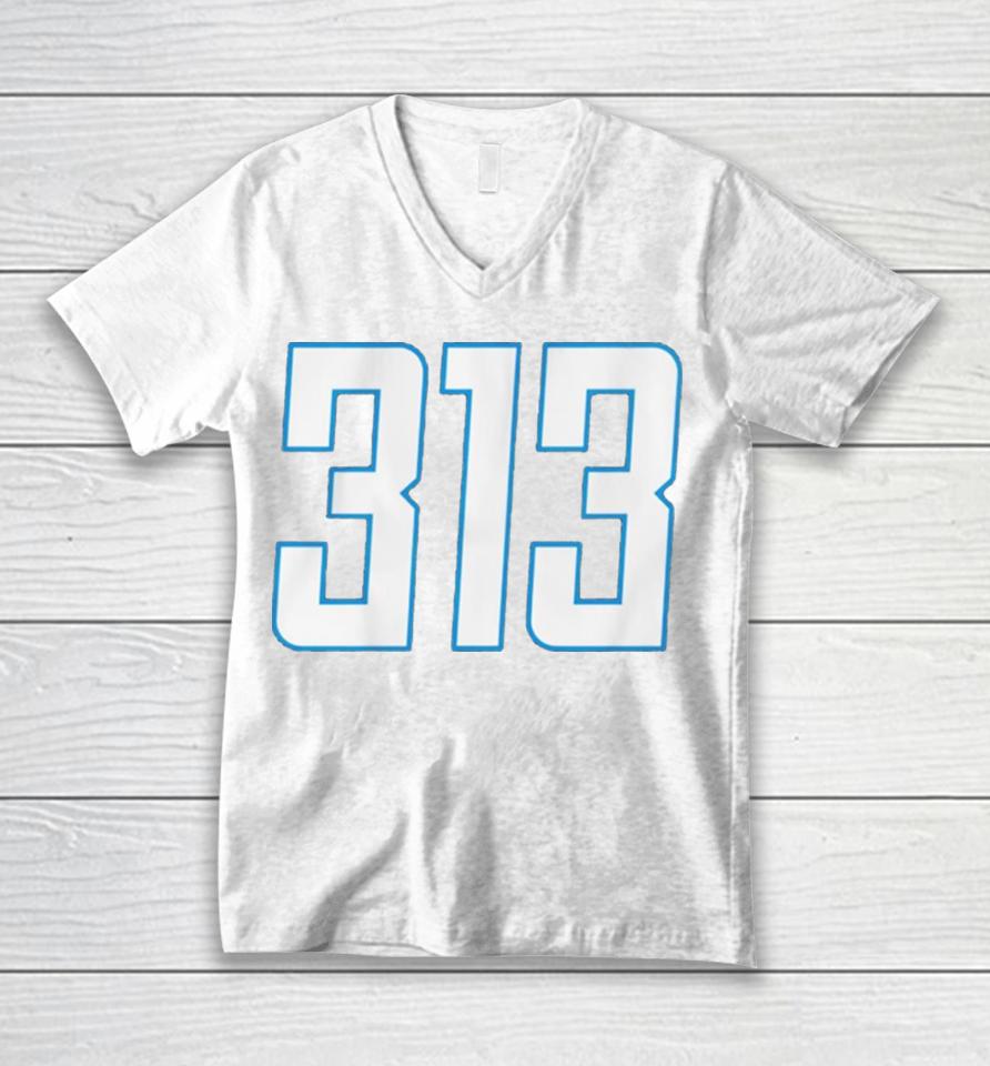 Detroit Lions Football 313 Unisex V-Neck T-Shirt