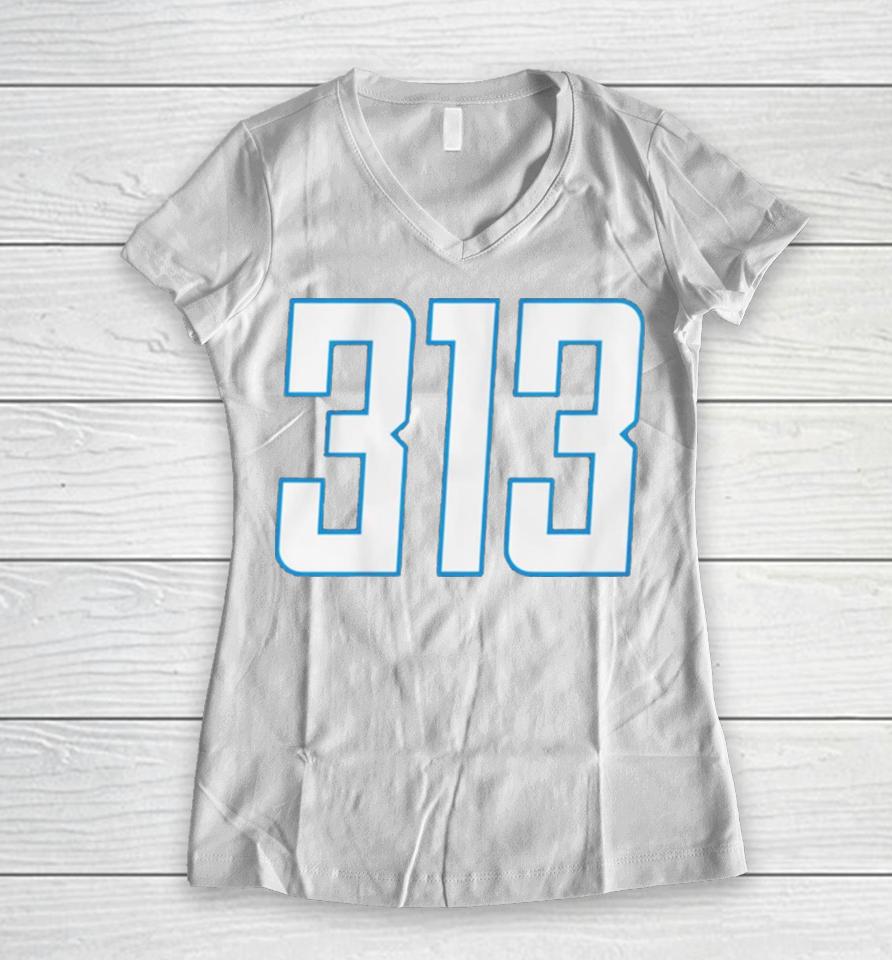 Detroit Lions Football 313 Women V-Neck T-Shirt