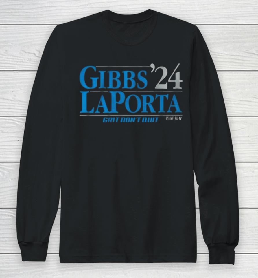 Detroit Lions Gibbs Laporta ’24 Grit Don’t Quit Long Sleeve T-Shirt