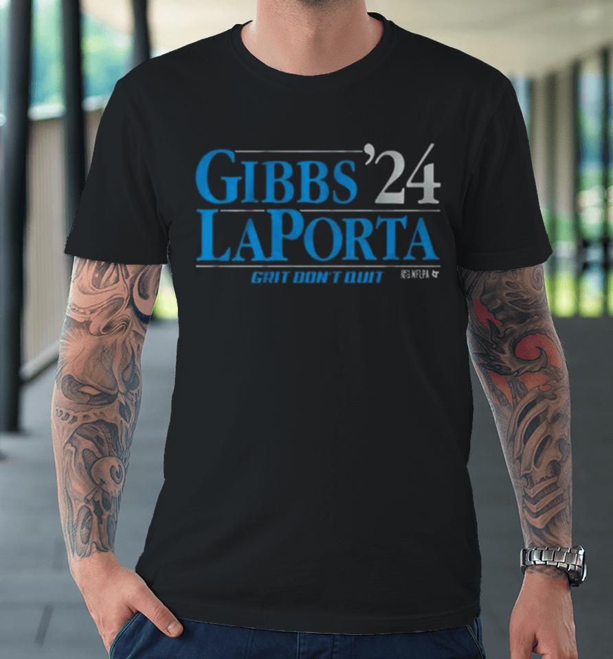 Detroit Lions Gibbs Laporta ’24 Grit Don’t Quit Premium T-Shirt