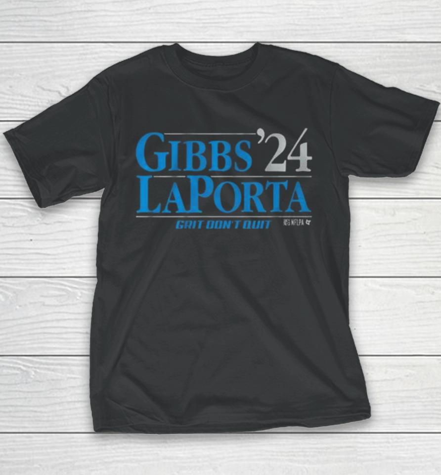 Detroit Lions Gibbs Laporta ’24 Grit Don’t Quit Youth T-Shirt