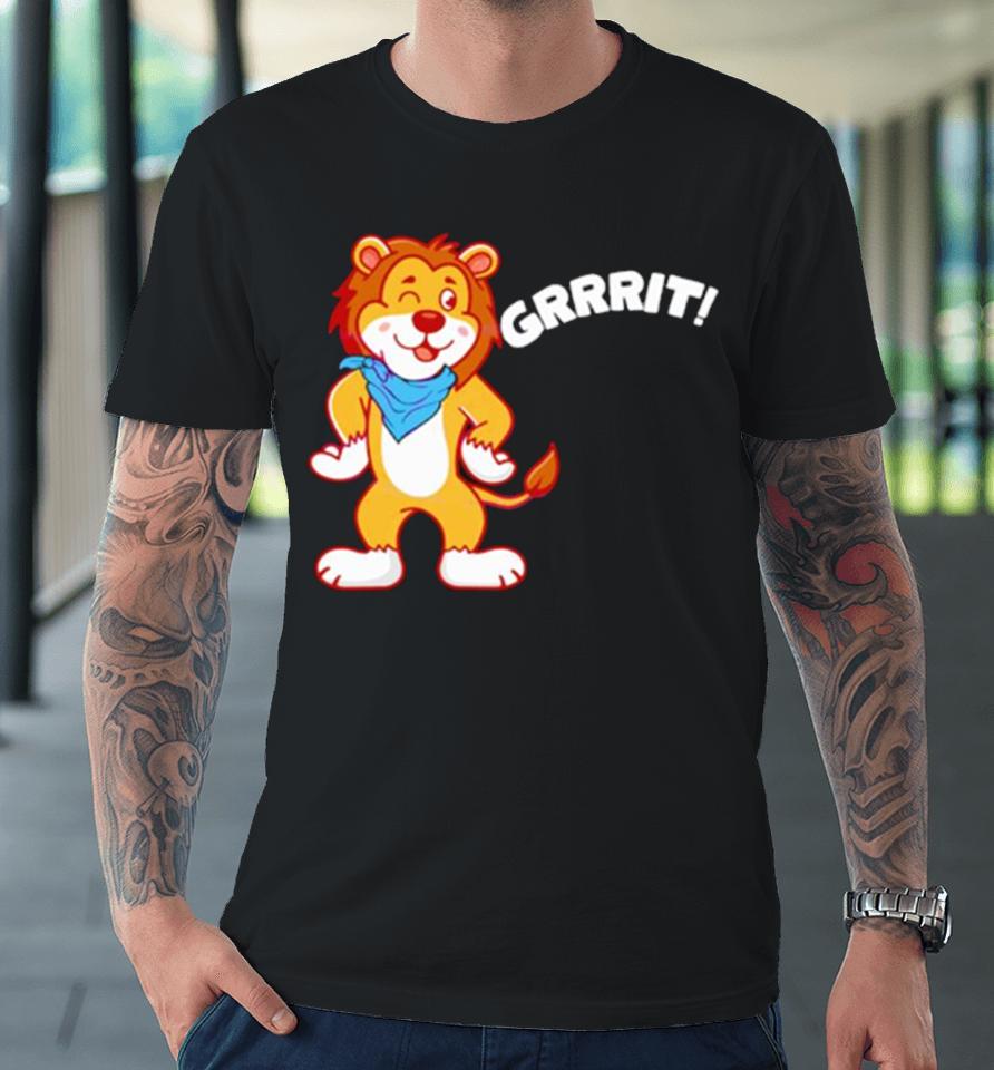 Detroit Lions Grit Mascot Cartoon Premium T-Shirt