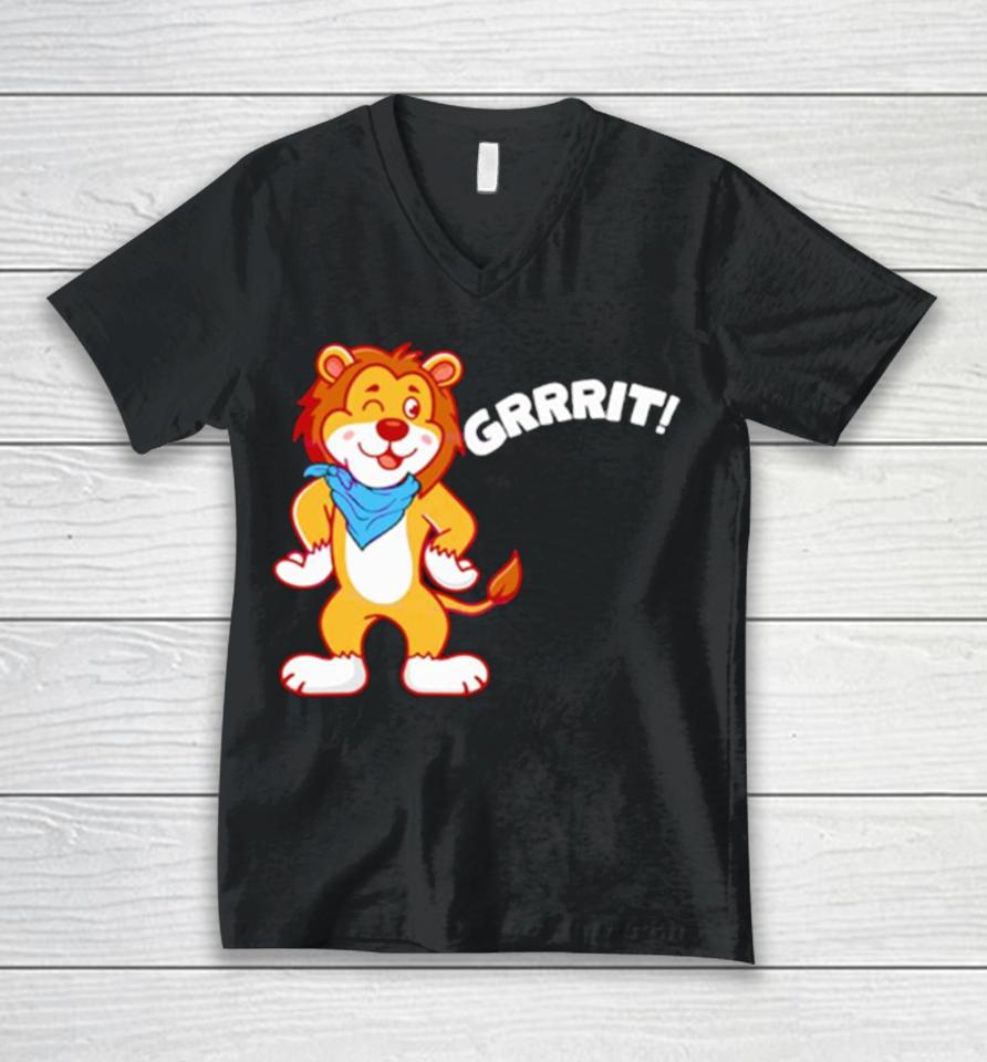 Detroit Lions Grit Mascot Cartoon Unisex V-Neck T-Shirt