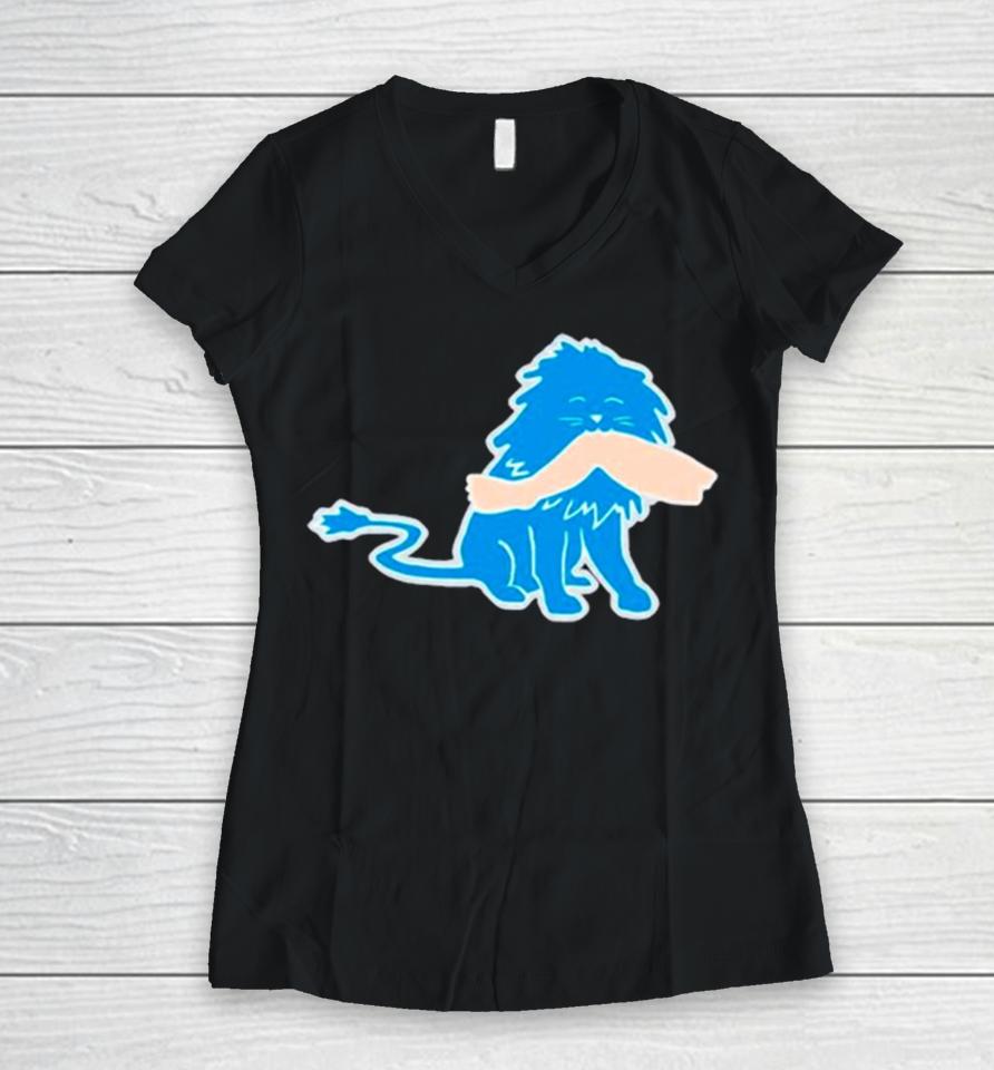 Detroit Lions Kneecaps Be Gone Women V-Neck T-Shirt