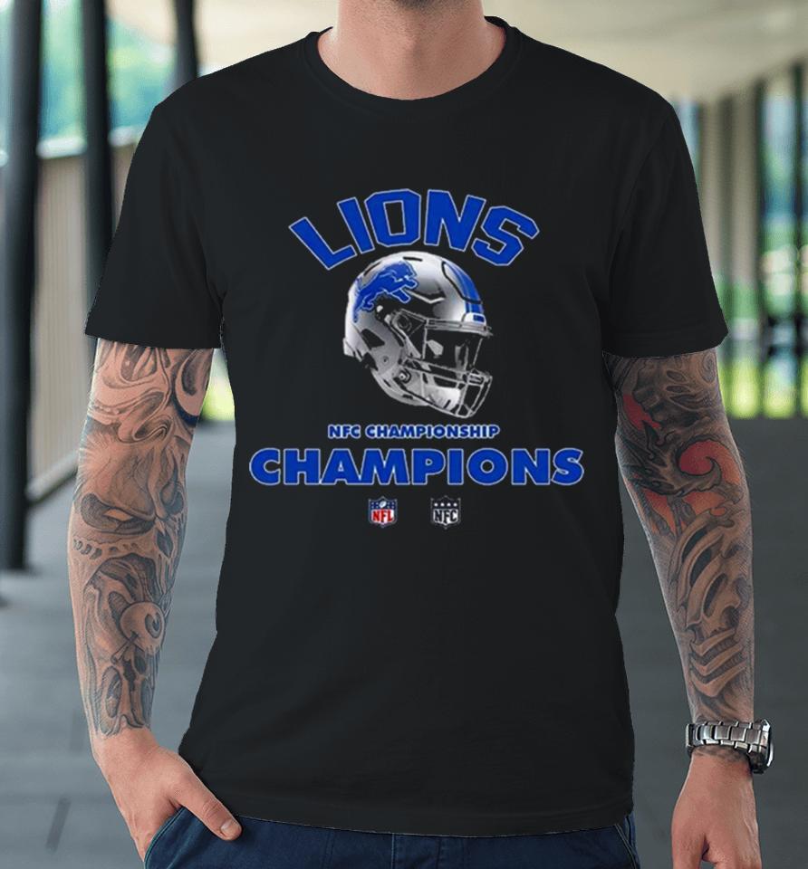 Detroit Lions Nfc Championship Season 2023 2024 Nfl Super Bowl Lvii Merchandise Helmet Winners Fan Gifts Merchandise Premium T-Shirt