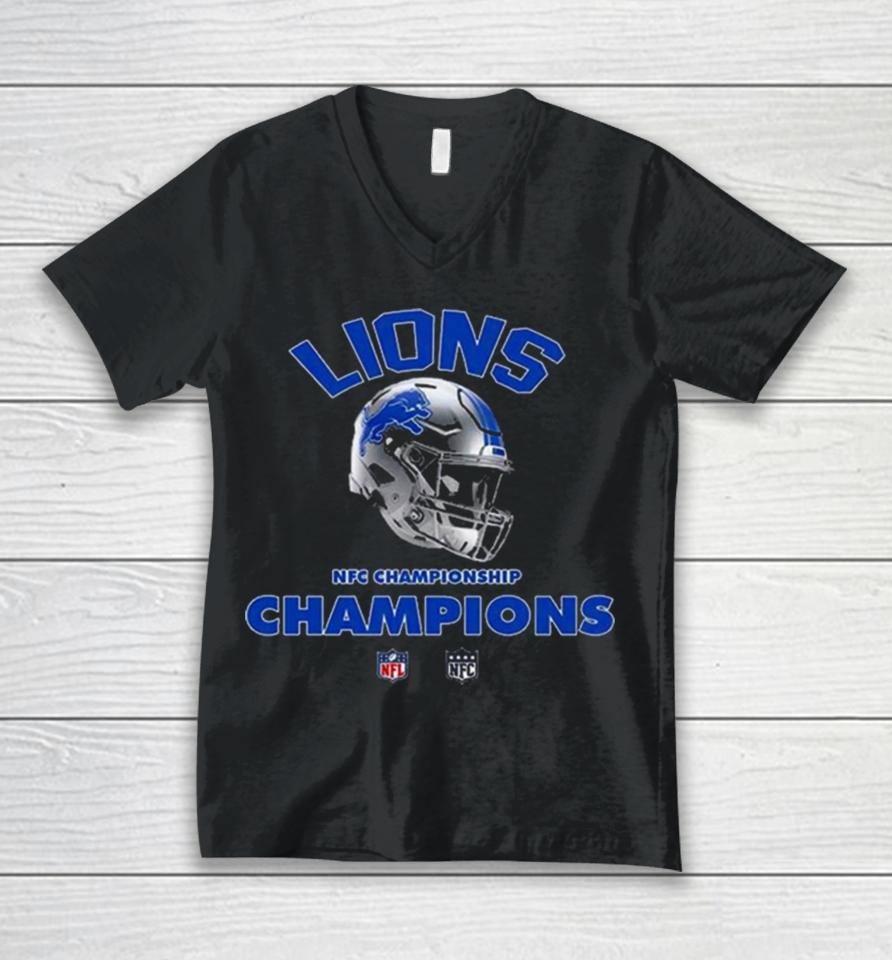 Detroit Lions Nfc Championship Season 2023 2024 Nfl Super Bowl Lvii Merchandise Helmet Winners Fan Gifts Merchandise Unisex V-Neck T-Shirt