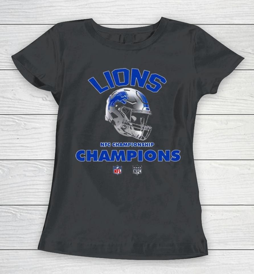 Detroit Lions Nfc Championship Season 2023 2024 Nfl Super Bowl Lvii Merchandise Helmet Winners Fan Gifts Merchandise Women T-Shirt