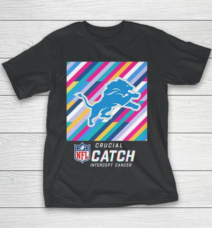 Detroit Lions Nfl Crucial Catch Intercept Cancer Youth T-Shirt