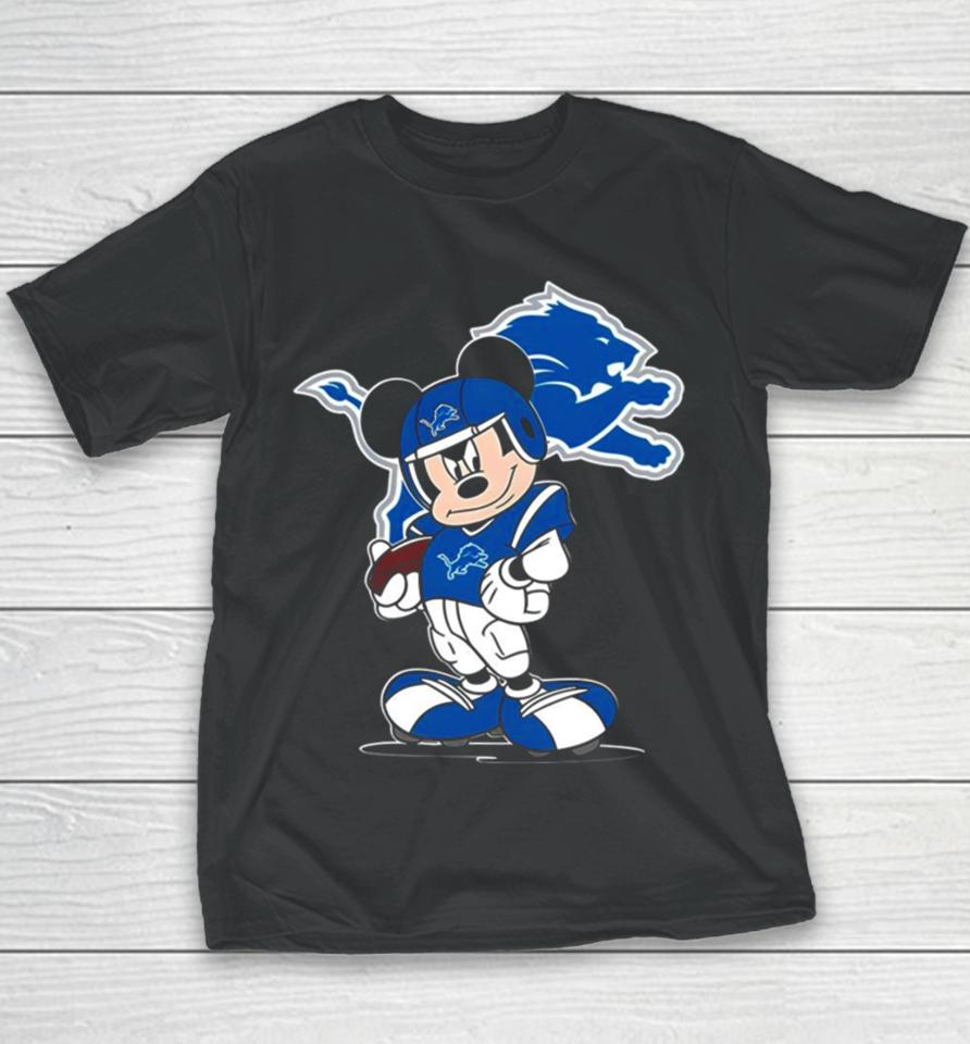 Detroit Lions Nfl Mickey Mouse Fan Youth T-Shirt