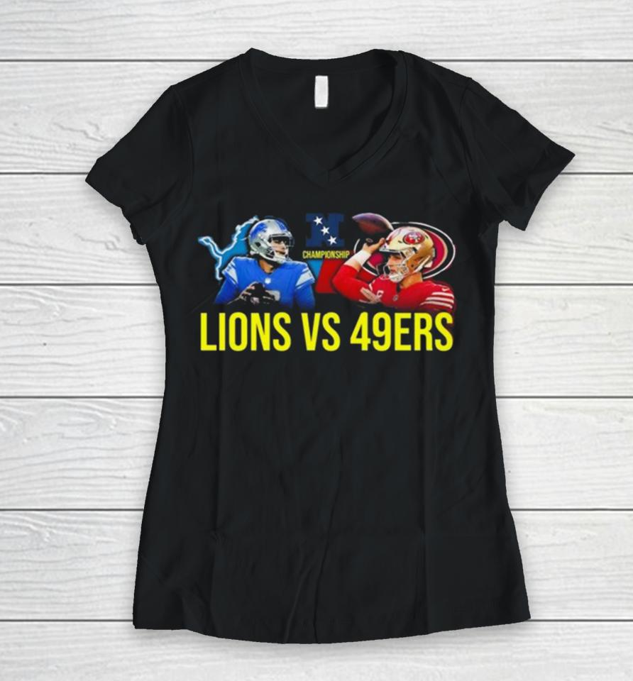 Detroit Lions Vs. San Francisco 49Ers Nfc Championship 2024 Women V-Neck T-Shirt