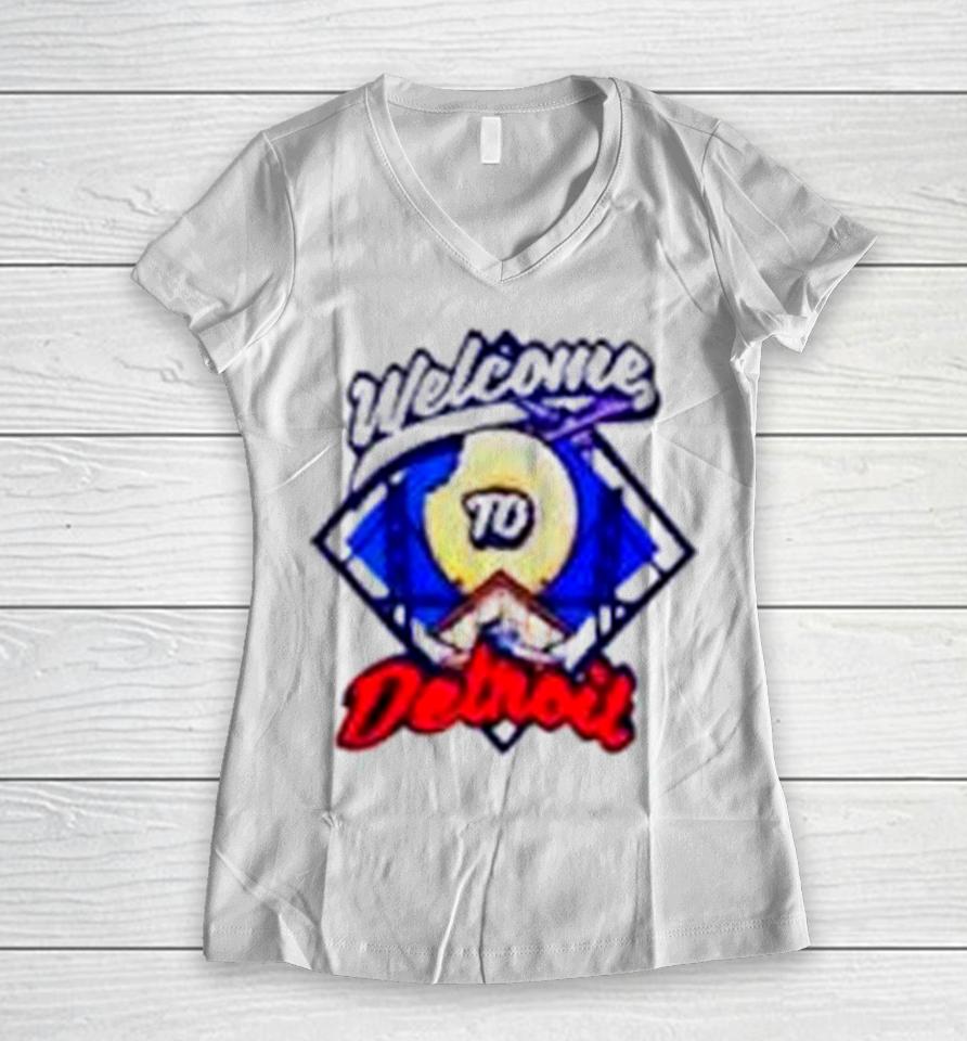 Detroit Pistons X J Dilla Welcome To Detroit Women V-Neck T-Shirt