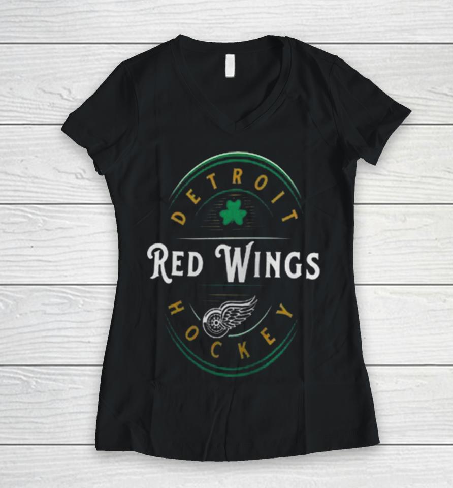 Detroit Red Wings Fanatics Branded St. Patrick’s Day Forever Lucky Women V-Neck T-Shirt