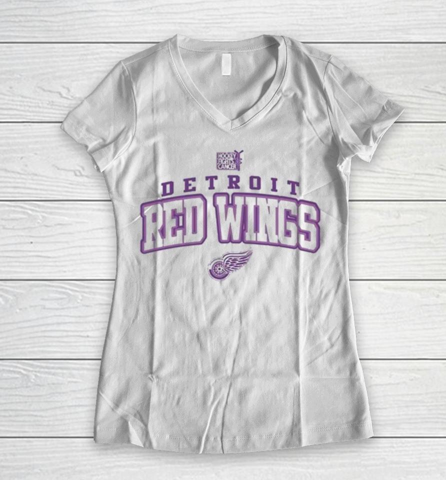 Detroit Red Wings Levelwear Hockey Fights Cancer Richmond T Women V-Neck T-Shirt