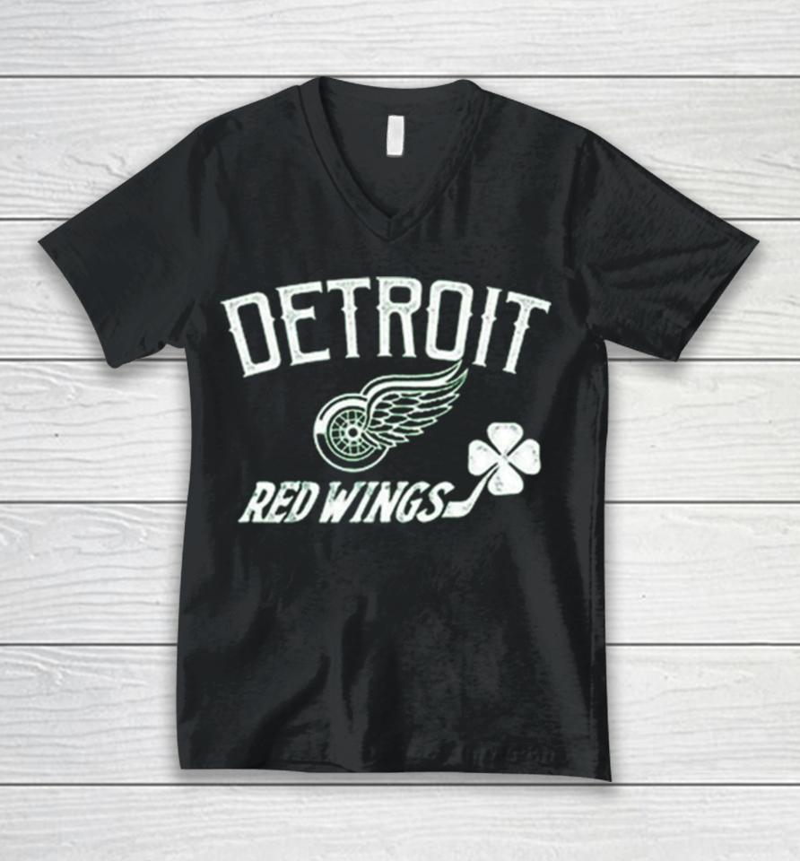 Detroit Red Wings Levelwear Youth St. Patrick’s Day Little Richmond Clover Unisex V-Neck T-Shirt