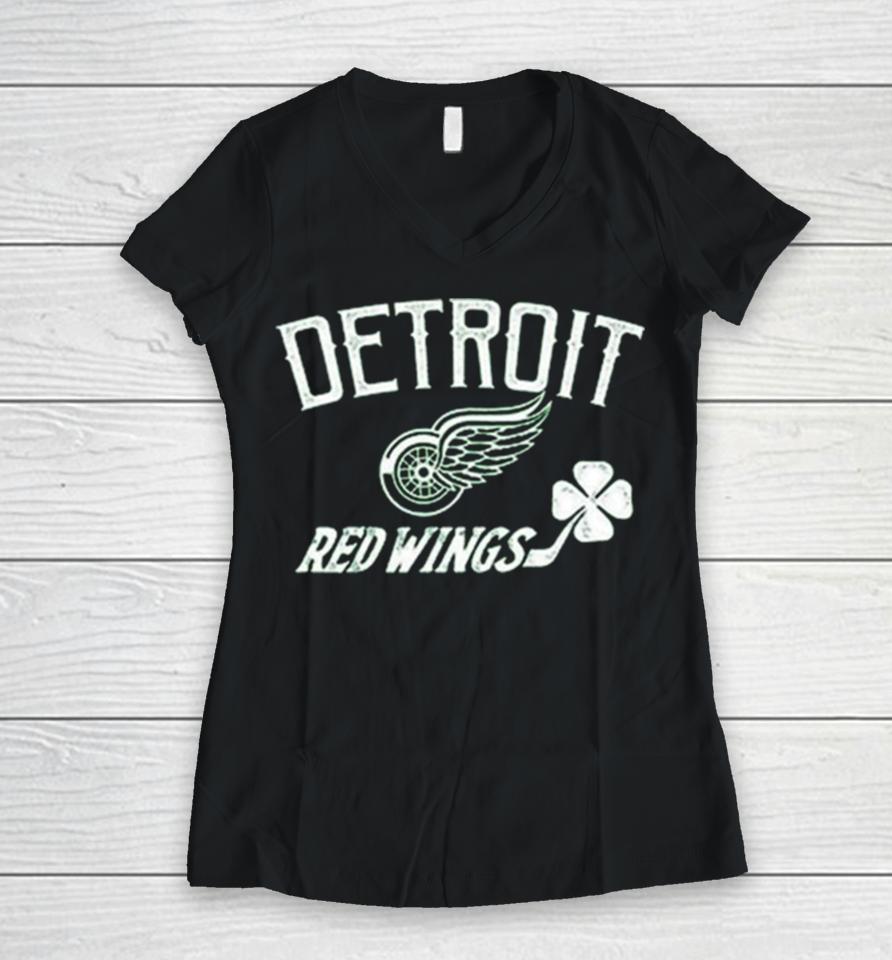 Detroit Red Wings Levelwear Youth St. Patrick’s Day Little Richmond Clover Women V-Neck T-Shirt