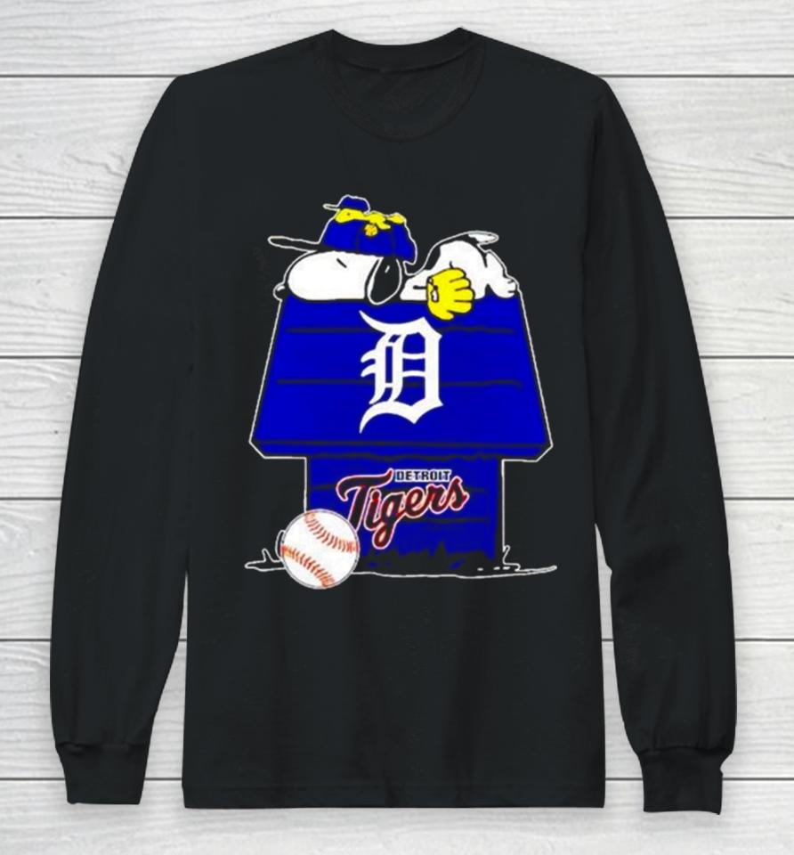 Detroit Tigers Snoopy And Woodstock The Peanuts Baseball Long Sleeve T-Shirt
