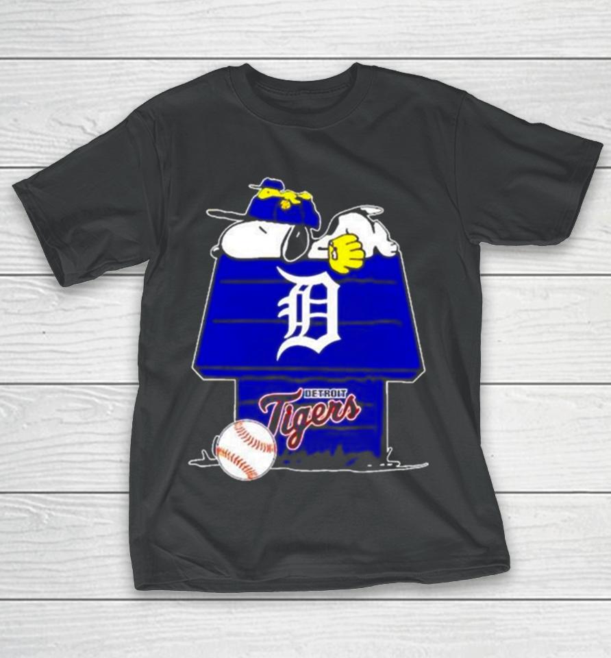 Detroit Tigers Snoopy And Woodstock The Peanuts Baseball T-Shirt