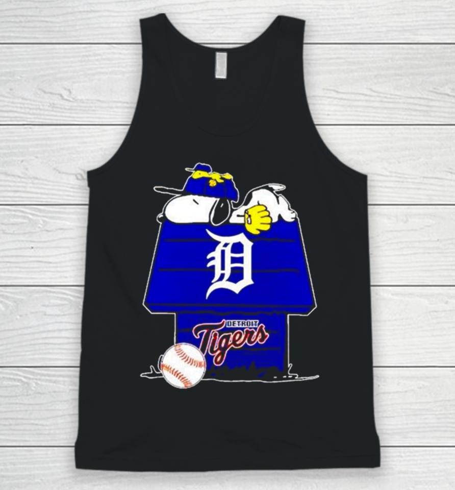 Detroit Tigers Snoopy And Woodstock The Peanuts Baseball Unisex Tank Top
