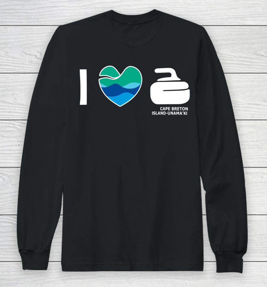 Devin Heroux I Love Curling Cape Breton Island-Unama’ki Long Sleeve T-Shirt