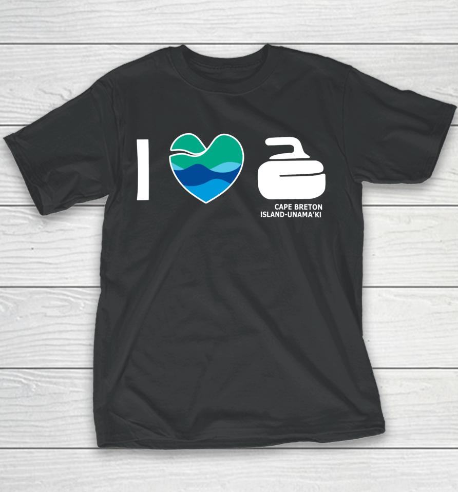 Devin Heroux I Love Curling Cape Breton Island-Unama’ki Youth T-Shirt