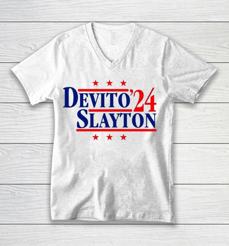 Devito And Slayton ’24 New York Football Legends Political Campaign Parody Unisex V-Neck T-Shirt