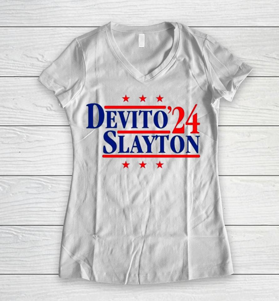 Devito And Slayton ’24 New York Football Legends Political Campaign Parody Women V-Neck T-Shirt