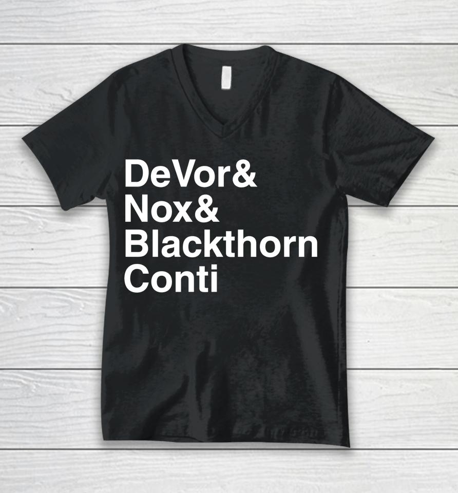 Devor And Nox And Blackthorn Conti Unisex V-Neck T-Shirt